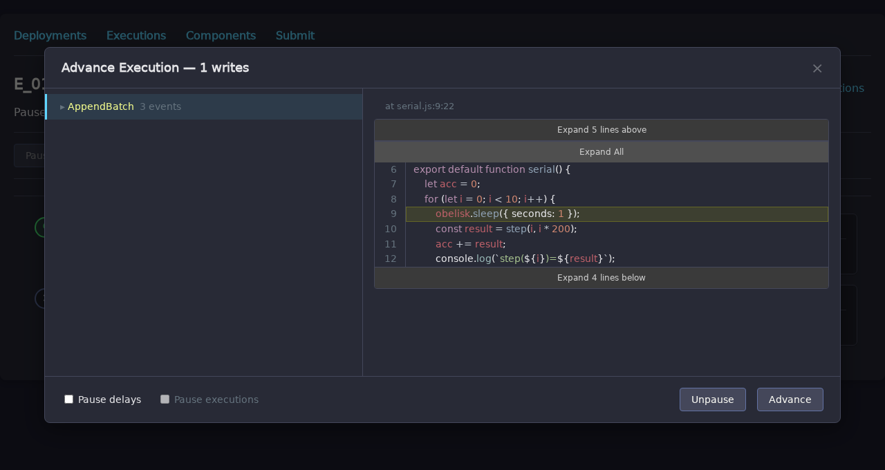 Advance modal in the Web UI